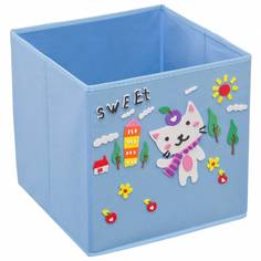 Кофр с аппликацией "Котик", Д300 Ш300 В300, голубой, UC-113 Handy Home