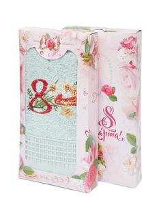 Подарочное махровое полотенце "Первоцвет-шоколадка" Мята, 34 х 71 "Всё себе"