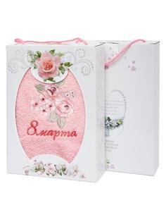 Подарочное махровое полотенце "Комплимент" Розовый, 35 х 70 "Всё себе"