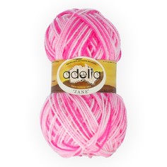 Пряжа Adelia Jane, 100% акрил, 10*50 г, 227 м+-10 м, №11, белый, розовый, ярко-розовый