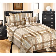 Пододеяльник евро 200х220 см бязь Люкс Бруно бежевый Ивановотекстиль