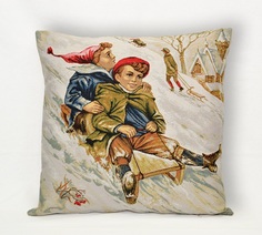 Подушка Декоративная Гобеленовая 45x45 "Катание с горки" Студия Текстильного Дизайна