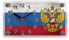 Часы настольные "Герб РФ на флаге, ретро", 22х13х2,5 см Arte Nuevo