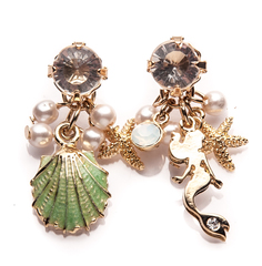 Серьги детские из бижутерного сплава с искусственным жемчугом Moon Paris MK-1705-038