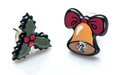 Серьги-пусеты из бижутерного сплава с эмалью/кристаллом Moon Paris GDB-1611-054