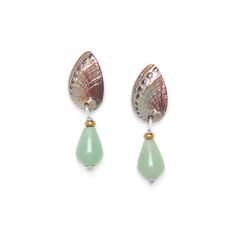 Серьги из бижутерного сплава с авантюрином и ракушкой Nature Bijoux NB21.1-12-75251
