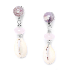 Серьги из бижутерного сплава с кварцем/ракушкой Nature Bijoux NB20.2-12-74697