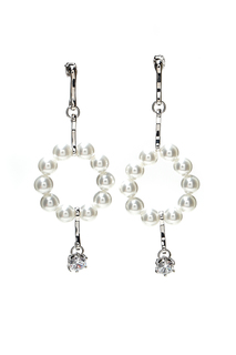 Серьги из бижутерного сплава с искусственным жемчугом/кристаллами Moon Paris MRQ-1901-008