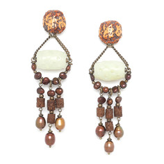 Серьги из бижутерного сплава с нефритом Nature Bijoux NB20.1-12-74205