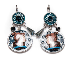 Серьги из бижутерного сплава с эмалью/кристаллом Moon Paris C&C-BO12634