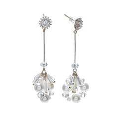Серьги из бижутерного сплава с жемчугом/кристаллом Moon Paris MR-20.12-136