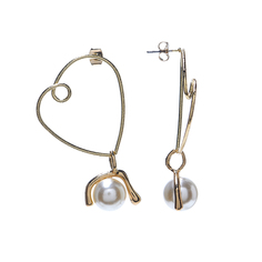 Серьги из бижутерного сплава с искусственным жемчугом Moon Paris MR-20.01-009