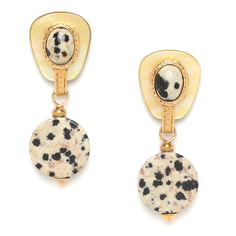 Серьги из бижутерного сплава с яшмой/перламутром Nature Bijoux NB20.2-12-75062