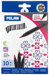 Фломастеры Milan 661 Brush 10 цветов смываемые