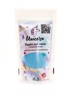 Голографическая 3Д пудра для ванн Unicorn шиммер, 3D бомбочка, хайлайтер 250гр (Голубой)