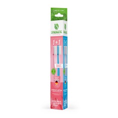 Зубная щетка для взрослых SYNERGETIC Eco dental care, medium, 2 шт. (розовая, голубая)