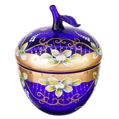 Конфетница с крышкой синяя Star Crystal 15,5 см