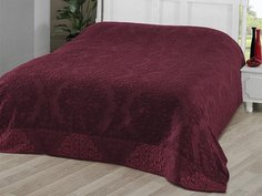 Простыня махровая жаккардовая KARNA OTTOMAN бордовая 200х220
