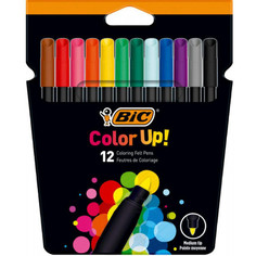 Цветные фломастеры 12 цветов для подростков и взрослых тонкое письмо BIC Color Up 12 шт