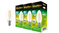 Комплект из 3 светодиодных филаментных ламп Sholtz свеча 5Вт E14 4000К C37 220-240В стекло