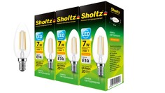 Комплект из 3 светодиодных филаментных ламп Sholtz свеча 7Вт E14 2700К C37 220-240В стекло