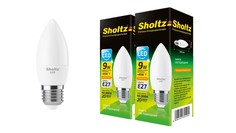Комплект из 2 светодиодных ламп Sholtz свеча 9Вт E27 2700К C37 220-240В пластик