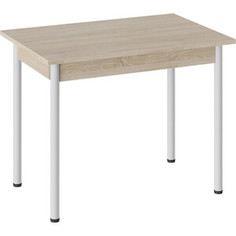 Стол ТриЯ Родос тип 1 с опорой d40 белый муар/дуб сонома Triya