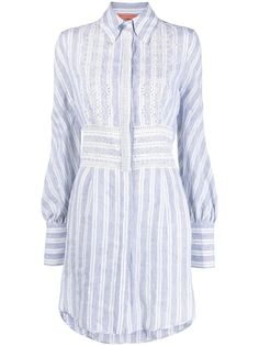 Ermanno Scervino платье-рубашка в полоску с вышивкой