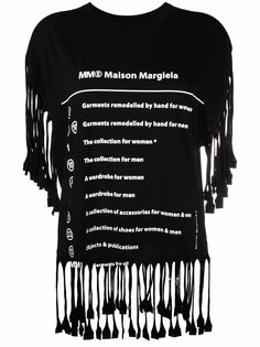 MM6 Maison Margiela футболка с бахромой и логотипом
