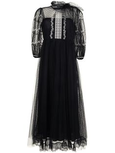 RED Valentino платье миди с тюлем пуэн-деспри