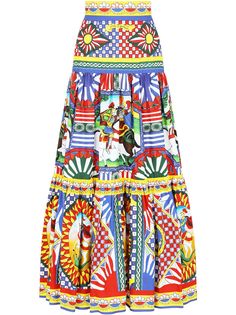 Dolce & Gabbana ярусная юбка с графичным принтом
