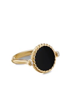 David Yurman золотое кольцо Elements Swivel с оникосм, перламутром и бриллиантами