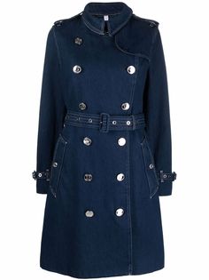 Burberry двубортное джинсовое пальто