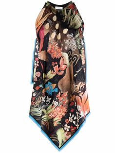 LANVIN блузка асимметричного кроя с цветочным принтом