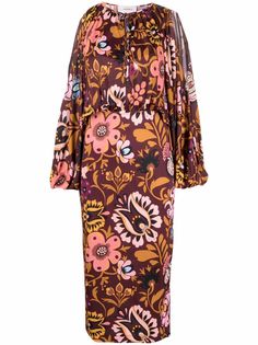 La Doublej платье-трапеция с длинными рукавами и цветочным принтом
