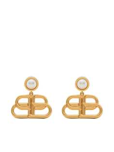 Balenciaga серьги-подвески с логотипом BB