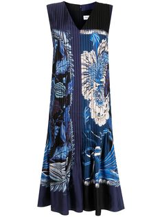 Salvatore Ferragamo плиссированное платье с цветочным принтом