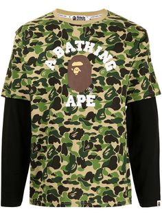 A BATHING APE® многослойная камуфляжная футболка