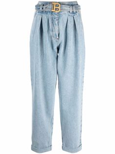 Balmain HIGH WAIST BELTED BOYFRIEND JEANS- ECO SUSTAINABLE