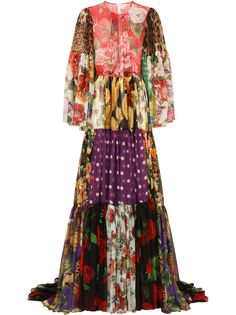 Dolce & Gabbana платье макси с принтом в технике пэчворк