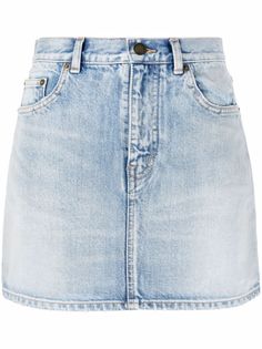 Saint Laurent джинсовая юбка с эффектом потертости