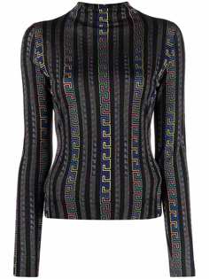 Versace топ с длинными рукавами и узором Greca