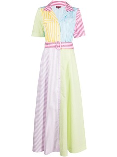 STAUD полосатое платье-рубашка в технике пэчворк