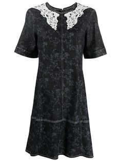 Chloé джинсовое платье с кружевом и цветочным принтом