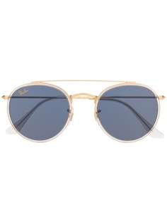 Ray-Ban солнцезащитные очки в круглой оправе с двойным мостом