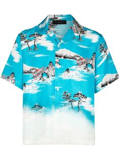 AMIRI AMIRI FADDED ALOHA SS SHT BLU