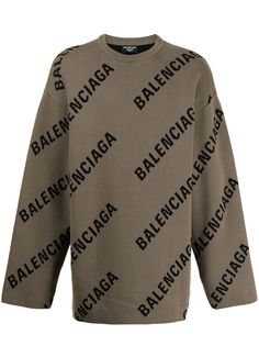 Balenciaga джемпер оверсайз вязки интарсия с логотипом