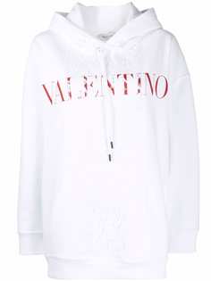 Valentino худи с логотипом и кружевной вставкой