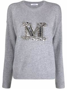 S Max Mara кашемировый джемпер с декорированным логотипом
