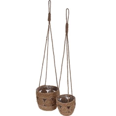 Кашпо Koopman Garden натуральное подвесное коричневый большое 22x22x18 см